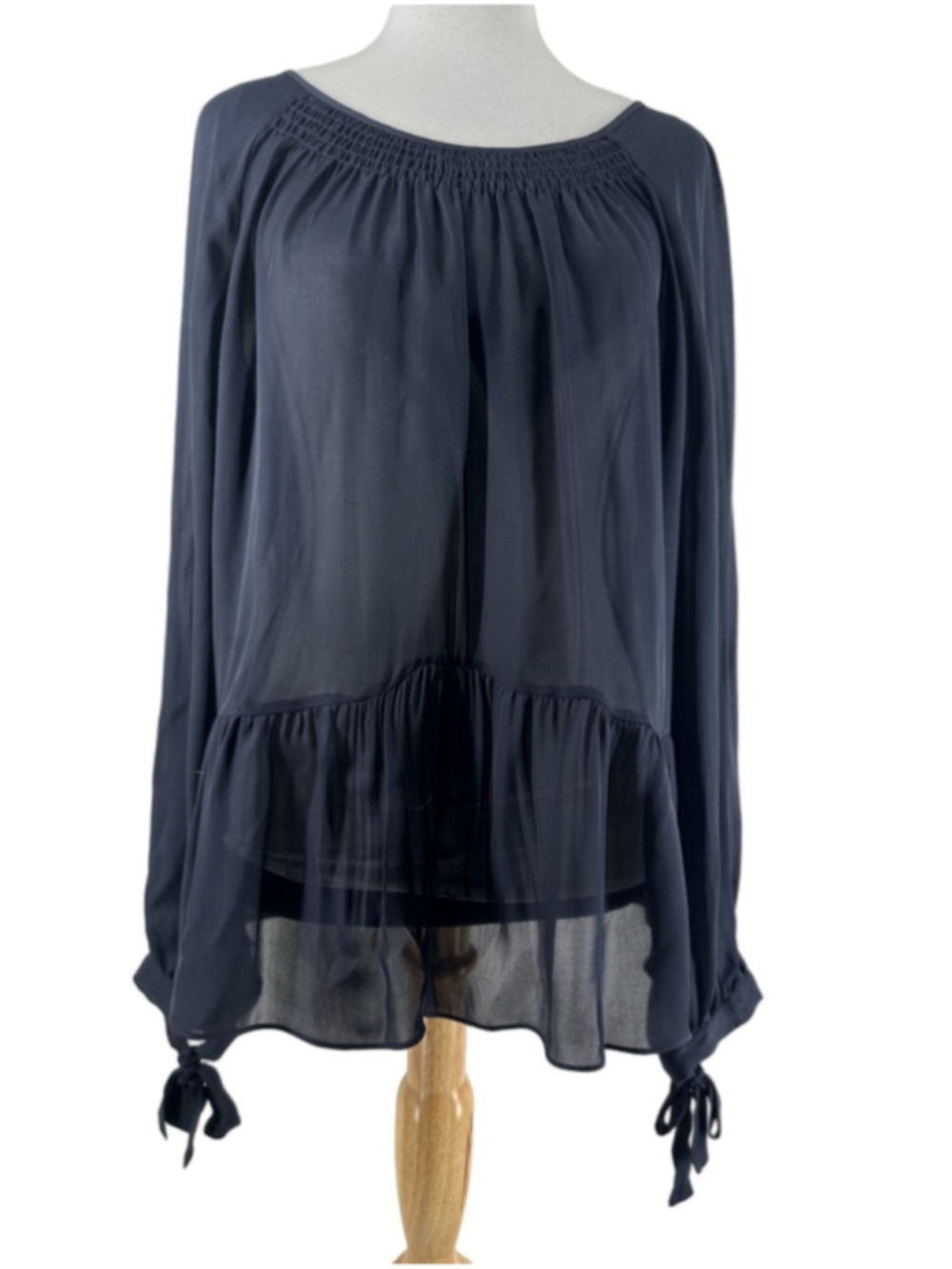 Rebecca Taylor silk top peplum semi sheer flowy boho girlie sz xl